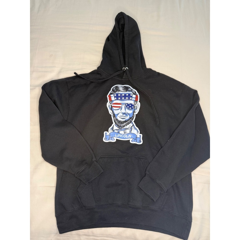 Abraham Lincoln Patriotic Hoodie Black Graphic Sweatshirt Unisex‎ USA